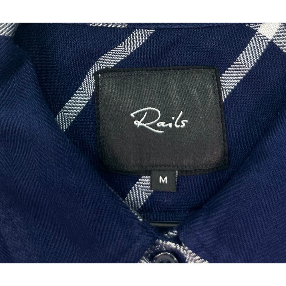 Rails Hunter Navy Blue & White Plaid Button Front Shirt Size M - Picture 5 of 11